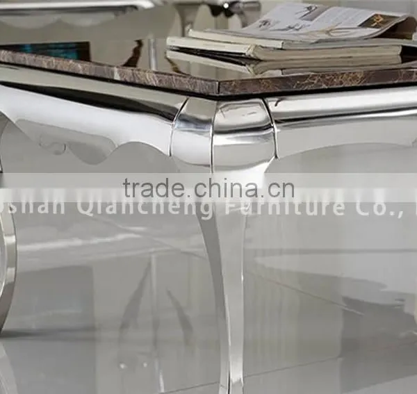 Simple Marble Coffee Table With 4 Stainless Steel Legs photo-3