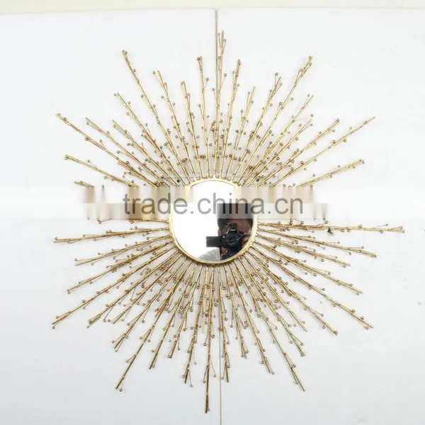 Gold Mirror Hammered Metal Frame Mirror photo-2
