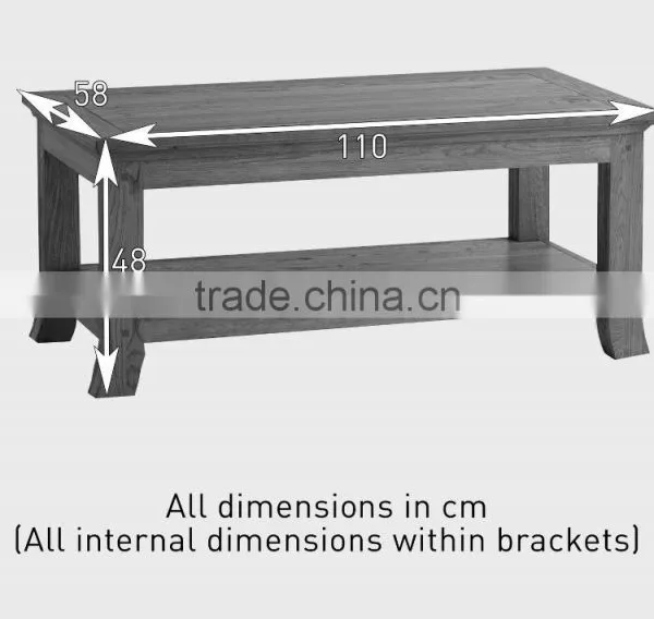 Rustic Oak Wood Coffee Table With 4 Drawers With Good Design and 100% Solid Oak Wood Furniture photo-4