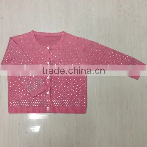 Children's Cardigan Sweater With Hotfix Rhinestone