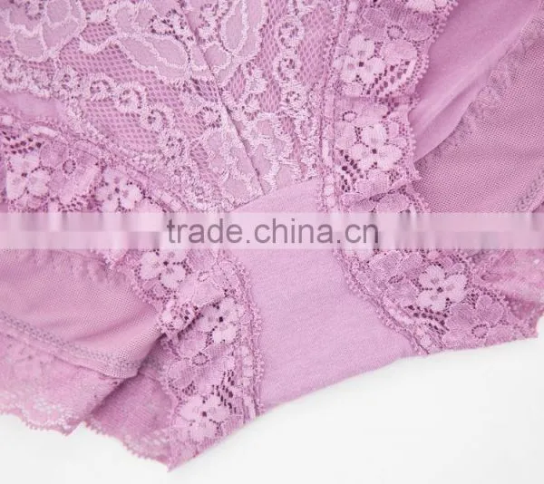 Purple Cheapest 95% Cotton 5% Spandex With Lace Sexy Fancy Woman Underwear photo-5