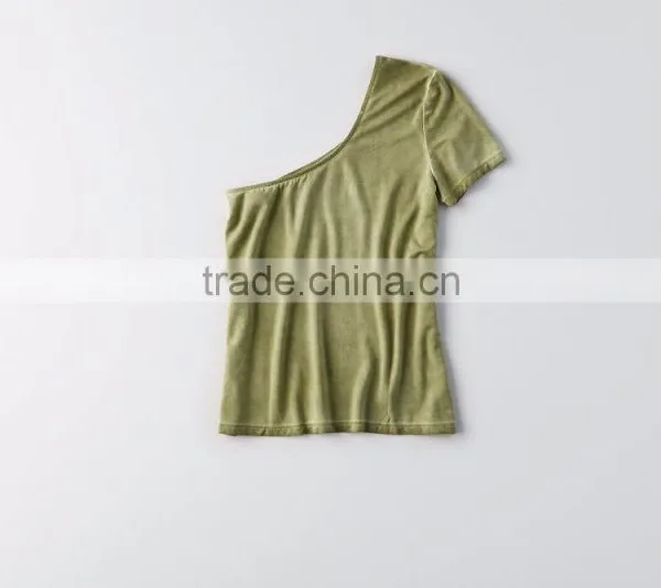 MGOO Sexy One Shoulder T-Shirt Summer Cotton Tank Tops Popular Wholesale Women Fashion Tops photo-5