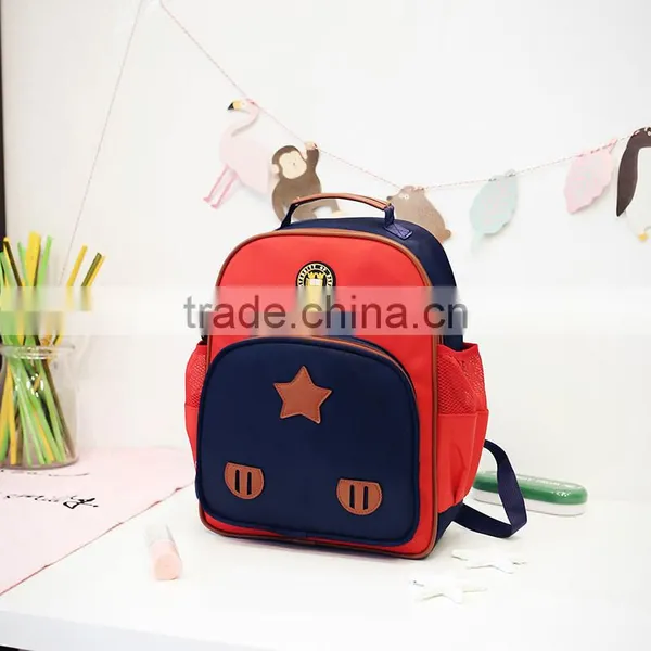 School Backpack Kids Baby Zippers Stars Prints Bags for Children PU photo-2
