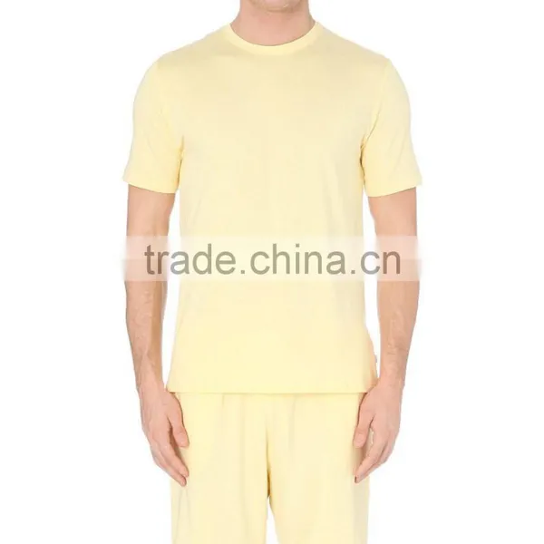 Men's Yellow Blank Summer Wholesale Cotton Pajamas photo-4