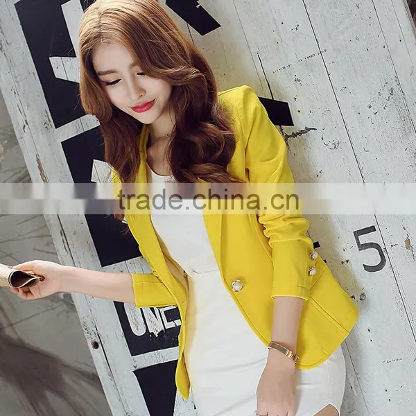 2016 Women Blazer Korean Version Cultivating Wild (green Yellow Black) Long-sleeved Small Suit Women Blazers And Jackets photo-2
