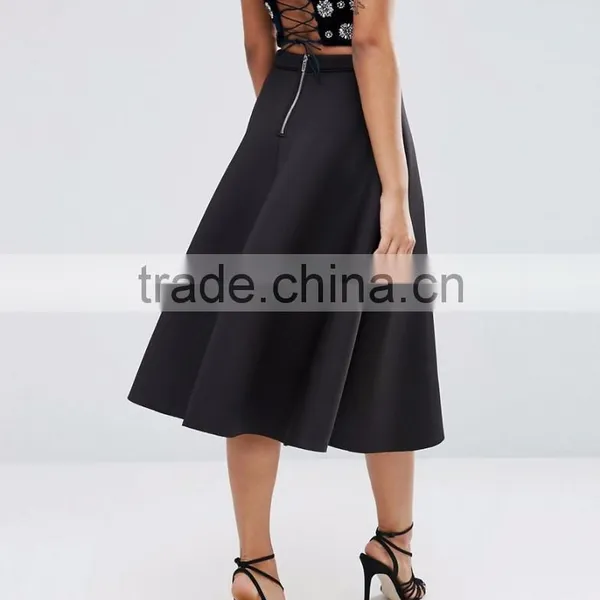 2016 Unlined Design Zip-back Fastening Lady Skirt Fashion Midi Umbrella Skirt Wholesale photo-2
