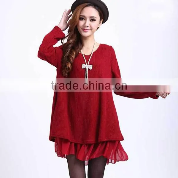 Walson 2017 Spring New Large Size Women Dresses Fat mm Solid Color Long-sleeved Plus Fertilizer Increase Loose Dress Women Cloth photo-3