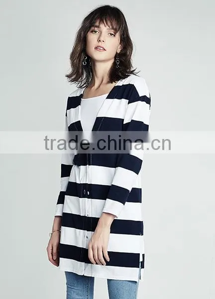 Women's Machine Knitted Patterns Aztec Long Tunic Cotton Cardigan Sweater for Wholesale photo-2