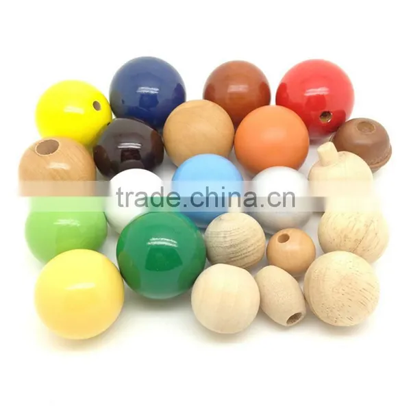 Quality Round Ball Decorations Custom Painted Wooden Bead Craft photo-5