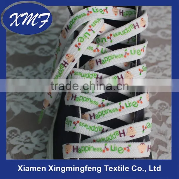 Flat Double Sides Cartoon Printed Shoelaces/silk Screen Printing Shoe Laces photo-2