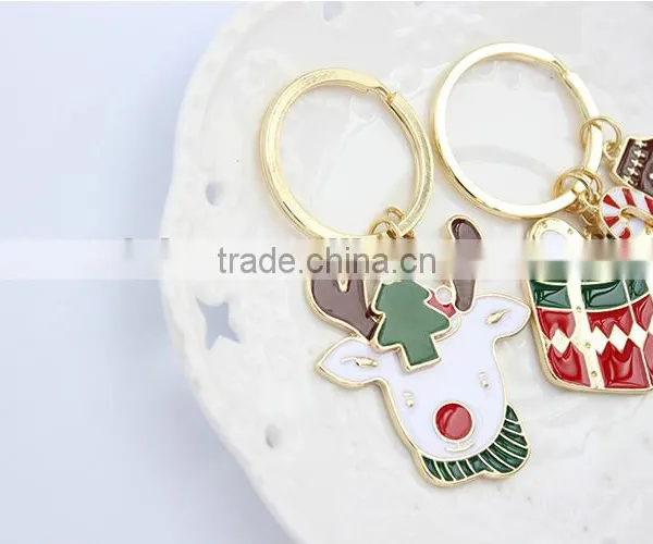Charm Christmas Gift Box Deer Keychain Keyring Enamel Key Chain Pendant photo-4