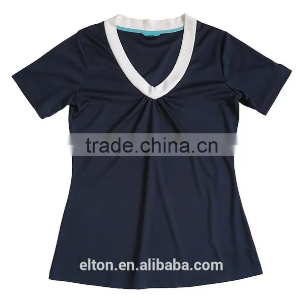 201501001098 Navy Blue Short Sleeve Perkku Women's Yoga T-shirt photo-3
