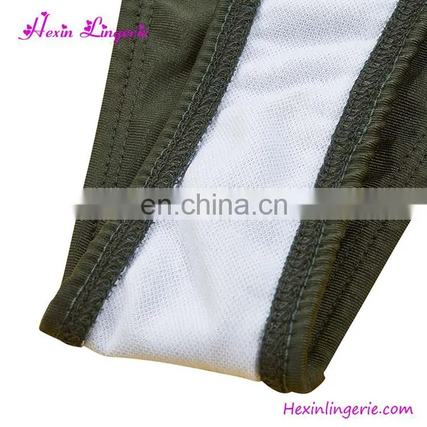 Wholesale Women Bikini One Piece Green Tie Backless Full Body Swimwear photo-4
