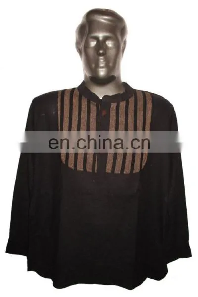 Full Sleeve Short Khadi Yoga Kurta, Size : Chest 46 x Height 30 Inches (medium). photo-4