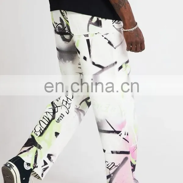 DiZNEW Wholesale All Over Printing Straight Leg Jeans Men photo-3