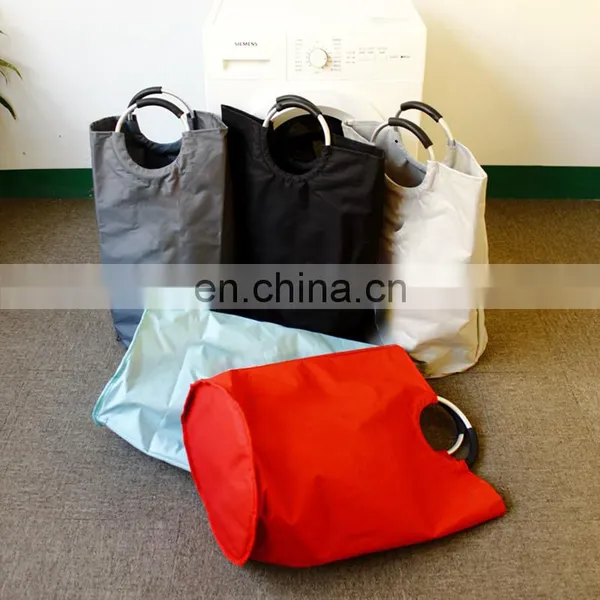 Custom Logo Large Tote Laundry Basket Collapsible Fabric Laundry Hamper Dirty Clothes Bag With Round Handle photo-6