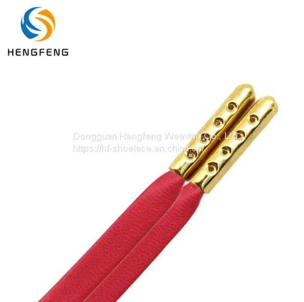 Premium Fashion Custom Colored Flat PU Leather Shoelace With Metal Tips For Men And Women photo-5