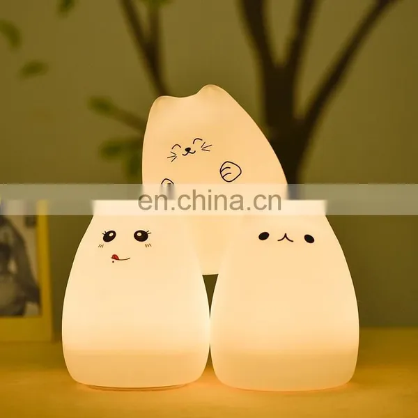 Soft Cute Cat Silicone Night Lamp Led Pat Night Light for Kids photo-3