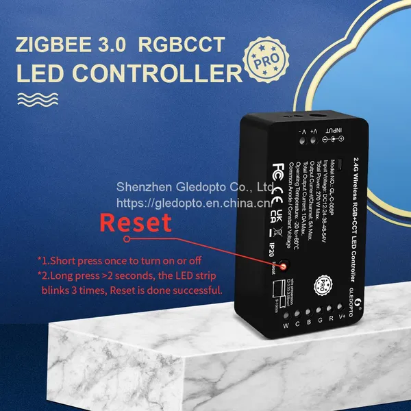 Gledopto New RGB+CCT LED Strip Controller/Receiver Light Dimmer and RGB+CCT Colors Adjustment