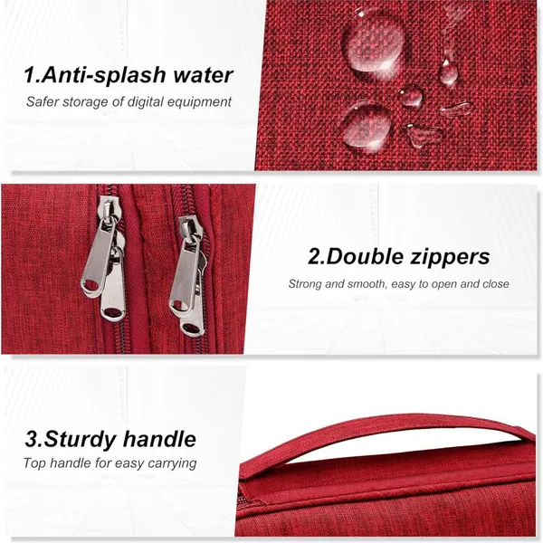 Electronic Bag Travel Cable Accessories Bag Waterproof Double Layer Electronics Organizer Portable Storage Case photo-5