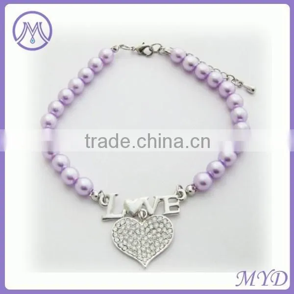 Rhinstone Heart Love Charm Pearl Pet Necklace for Dog and Cat Jewelry photo-2
