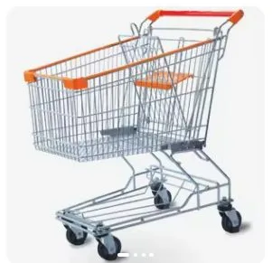 Supermarket Shopping Trolley With Elevator Castor Wheels photo-3