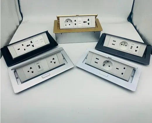 Recessed Hidden Desk Power Strip Surge Protector, 2 AC Outlets, Dual USB Ports, With Wireless Charging, for Home, Office. White