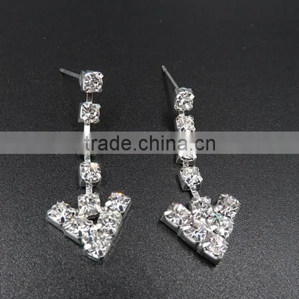 Top Fashion Double Layers Rhinestone Chain Bridal Necklace Set Wholesale photo-3