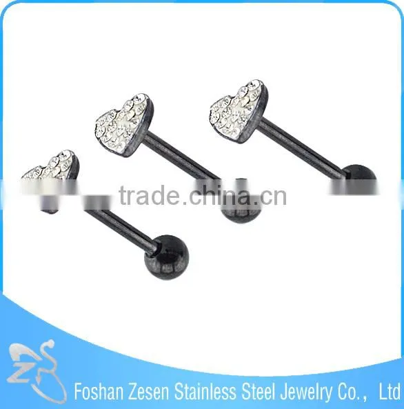 2016 New Arrival Surgical Steel Flashing Crystal Titanium Anodized Pentagram Tongue Ring photo-4