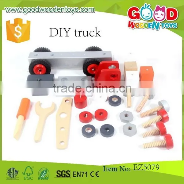 Kids Construction Set Educational Assembling Toys Wooden DIY Truck