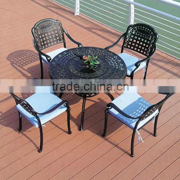 French Accent Round Classic Cast Aluminum Restaurant Dining Table and Chair Furniture photo-2