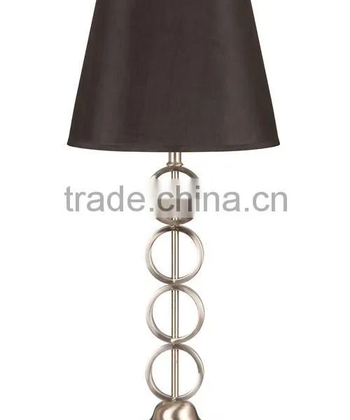 Four ring 32"H table lamp with black shade,brushed steel
