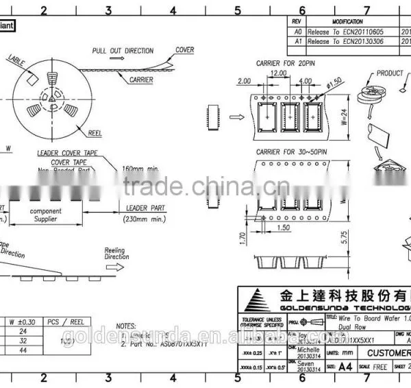 1mm Pitch Wire to Board SMD 20 30 40 50 Pin Connector photo-4