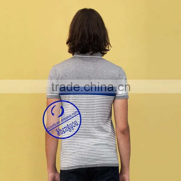 Custom 100% Cotton Stripe Polo Shirt for Men photo-5