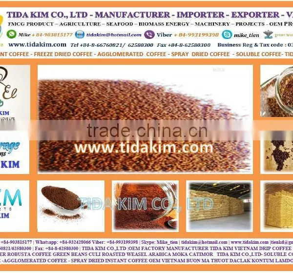 SPRAY DRIED INSTANT COFFEE 100%-FREEZE AGGLOMERATED ARABICA ROBUSTA VIETNAM SOLUBLE COFFEE - ROASTED COFFEE TIDA KIM OEM photo-6