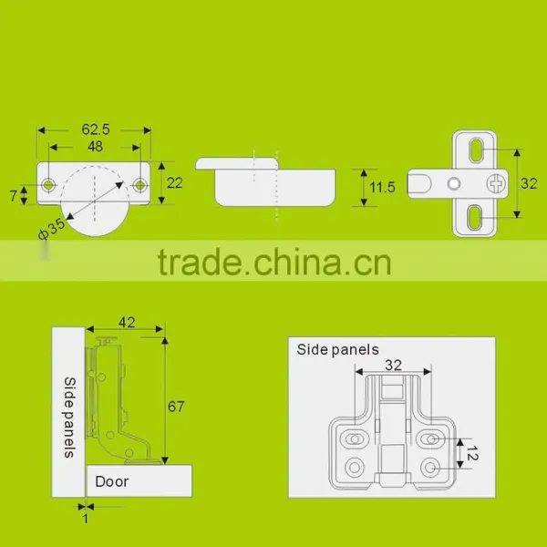 Stainless Steel Half-overlay Cabinet Soft Closing Hydraulic Conceal Hinges(HH1512) photo-6