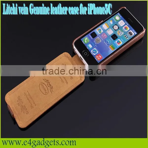2013 New Arrival Hot Sell Design Litchi Veins Flip Genuine Leather Mobile Phone Case for Iphone5C,for Iphone5c Case photo-4