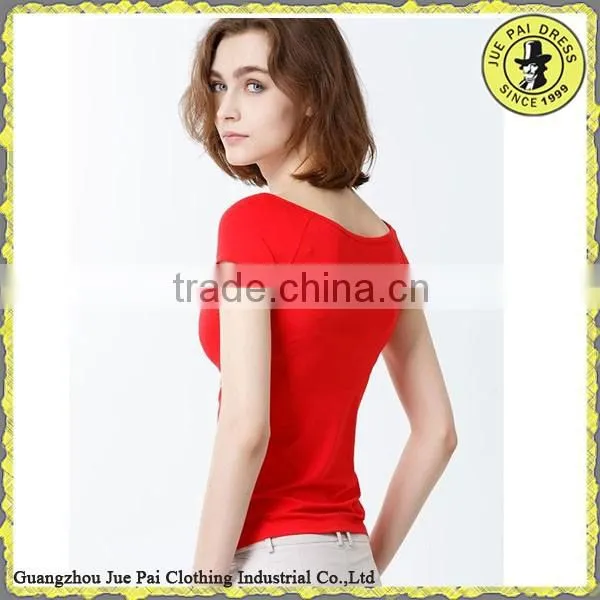 Sexy Slim Fit Women Blank Scoop t Tops For France photo-3