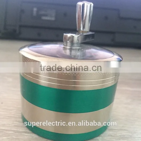 2016 New Products Unique Custom Sharp Metal Tobacco Grinder Manual Cranking Powered Herb Grinder for Cigarette photo-2