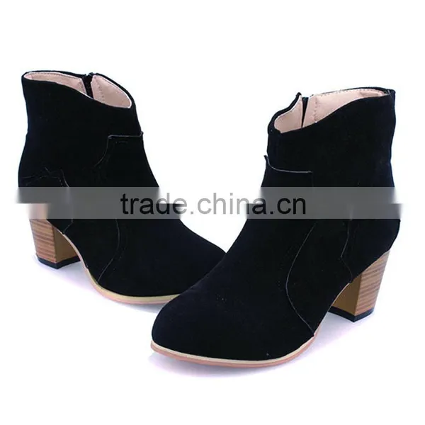 Spring and Autumn Fashion Vintage Women's Thick Heel Boots Solid Color Nubuck Leather Side Zipper Women Boots With a Single photo-2
