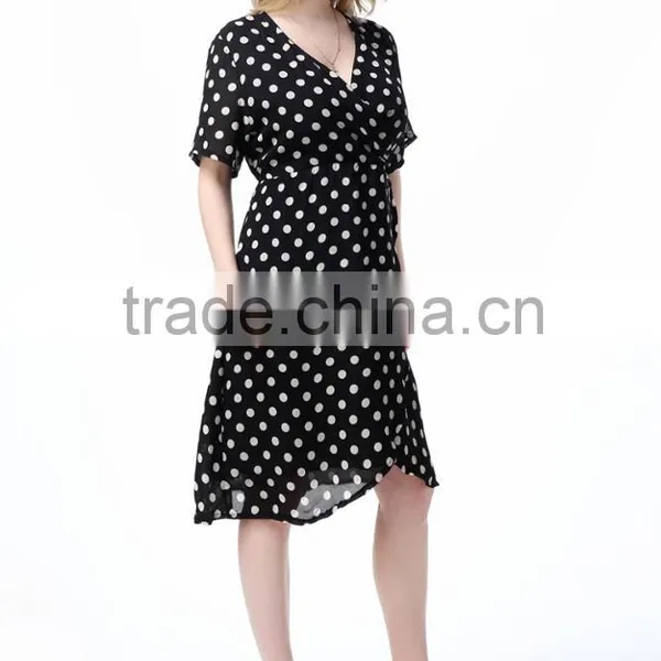 2016 New Spring Dress Printing MM and Polka Dot Chiffon Dress photo-2