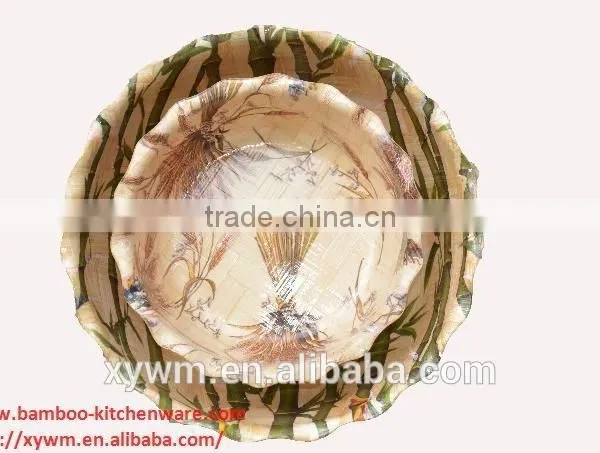 Best Color Economic Fruit Salad Wave Rim Wooden Bowl ,Handmade Woven Snack Bowl photo-2