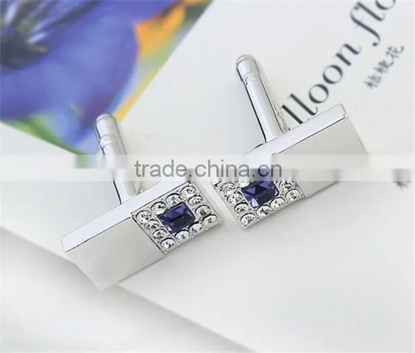 2016 Wholesale Shiny Silver Copper Cuff Links Shirts Mens Square Crystal Cufflink Jewelry photo-6