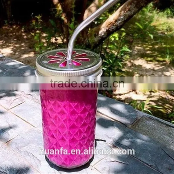 Best Selling Products of Wholesale Glass Diamond Mason Jar With Silver Lid and Straw Stockage photo-4