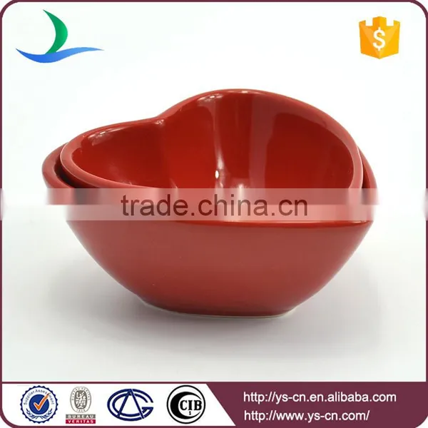YSb0029 Custom Logo Mini Red Ceramic Heart Shape Bowl photo-3
