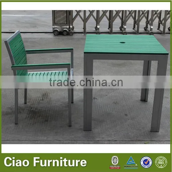 Outdoor Plastic Wood Table Set Garden Coffee Table and Chair photo-2