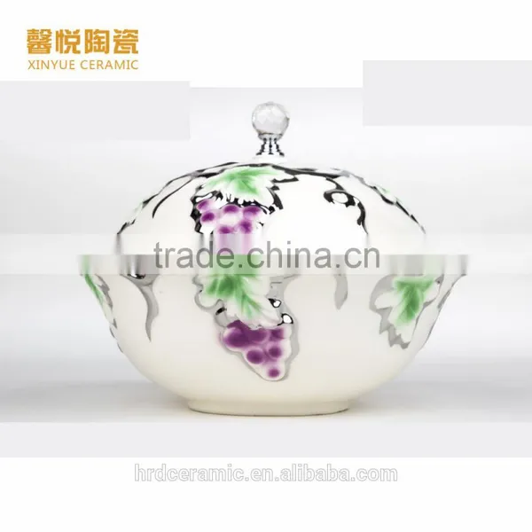 New Style China Ceramic Electroplating Soup Bowl With Lid photo-3