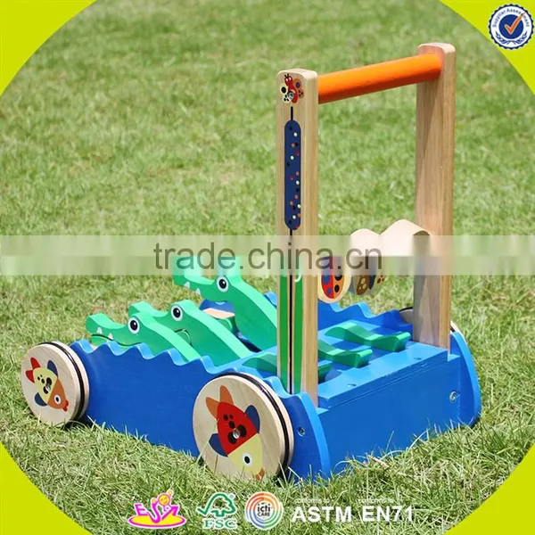 2017 New Design Walker Wooden Baby Push Toys Cartoon Crocodile Wooden Baby Push Toys W16E059 photo-4