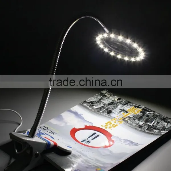 2016 Latest Popular Fashionable New Design Gooseneck Clip Reading Magnifier With LED Light photo-3