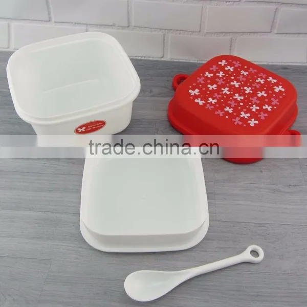 Double Layers Square Plastic Tiffin Lunch Box photo-3